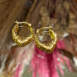 Engraved Hoop Earrings - Gold