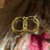 Girl's Diamond Hoop Earrings Golden