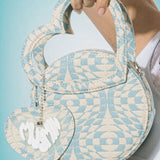 Checkerboard Heart Handle Bag