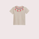 Vo´ Beige T-shirt Pink Pompoms